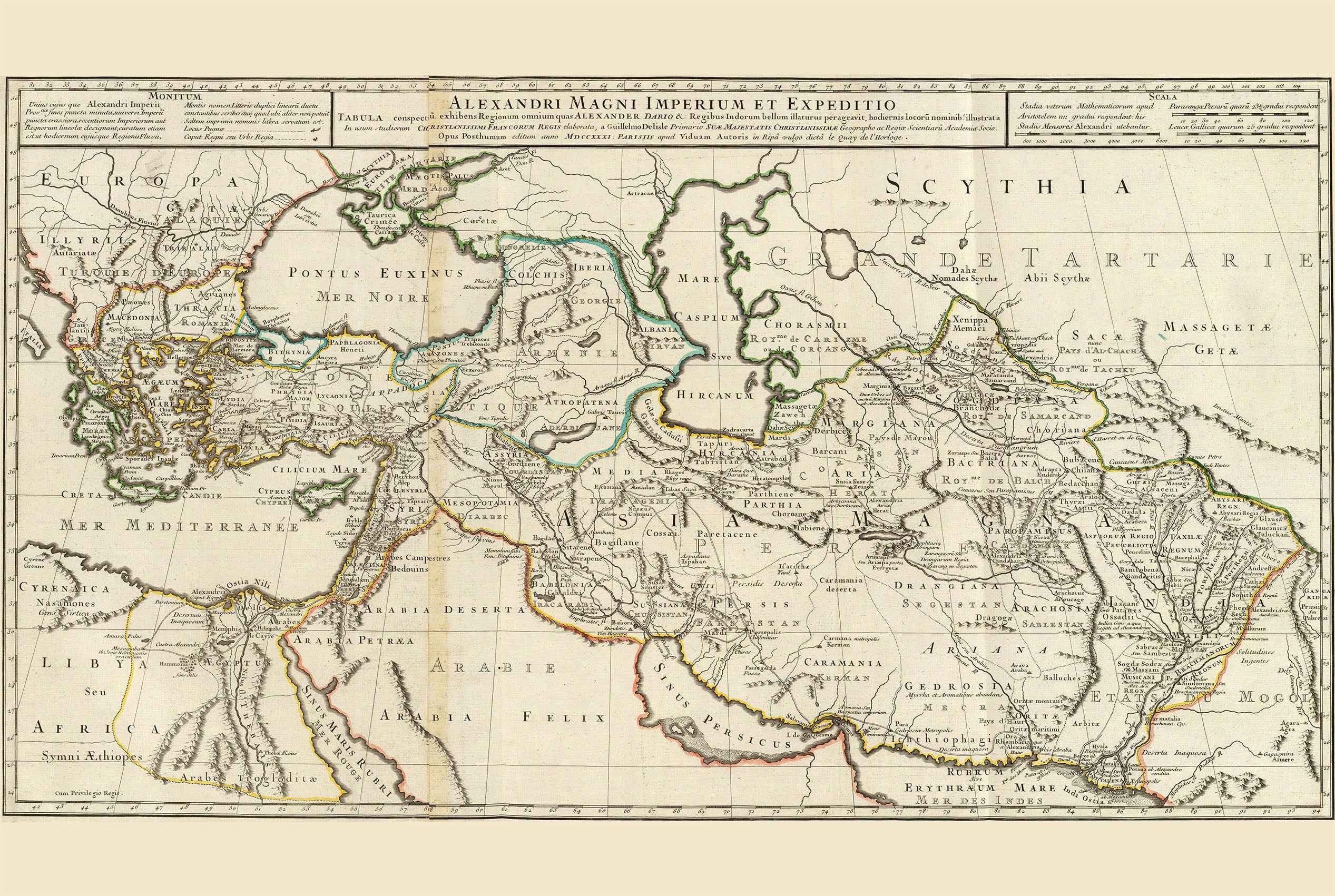 Alexander the Great Empire Map Print - Ancient Campaigns & Expanding Territories Illustration - Strategy Maps